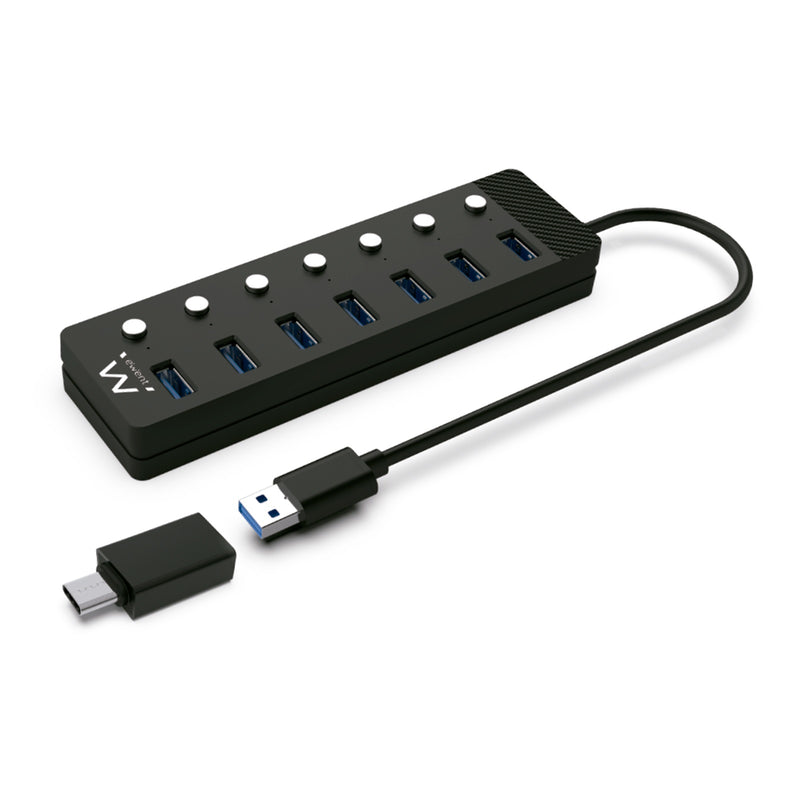 EWENT HUB USB-C 7 PORTAS USB 3.0 CINTERRUPTOR CABO 1 MT