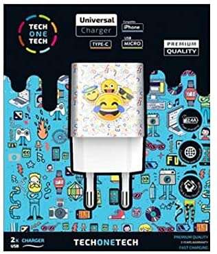 NUCLEO TECH ONE TECH EMOJITECH SMILE TEC2502 2XUSB 2.4A BRANCO