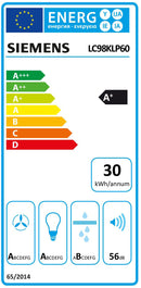 Siemens LC98KLP60 exaustor para cozinha Montado na parede Preto,
