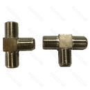 CONECTOR F-TYPE FEMININO DE TRÊS VIAS METAL PRATEADO