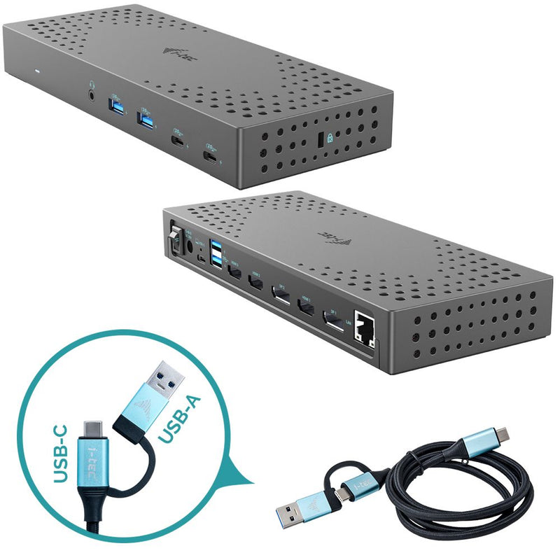 i-tec CATRIPLE4KDOCKPD2 base & duplicador de portas Com fios USB