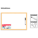 QUADRO BRANCO COM MOLDURA DE MADEIRA, 90 X 60 CM + MARCADOR