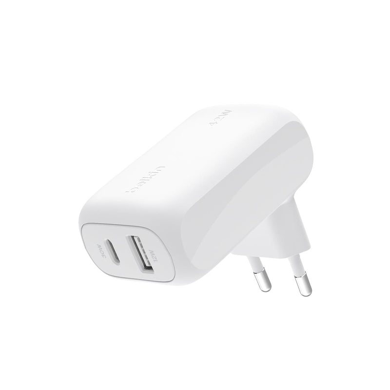 CARGADOR BELKIN 1XUSB C 30W + 1XUSB A 12W BLANCO