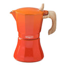 CAFETEIRA DE ALUMÍNIO DE 9 CHÁVENAS MOD: ´´PETRA´´ COR LARANJA