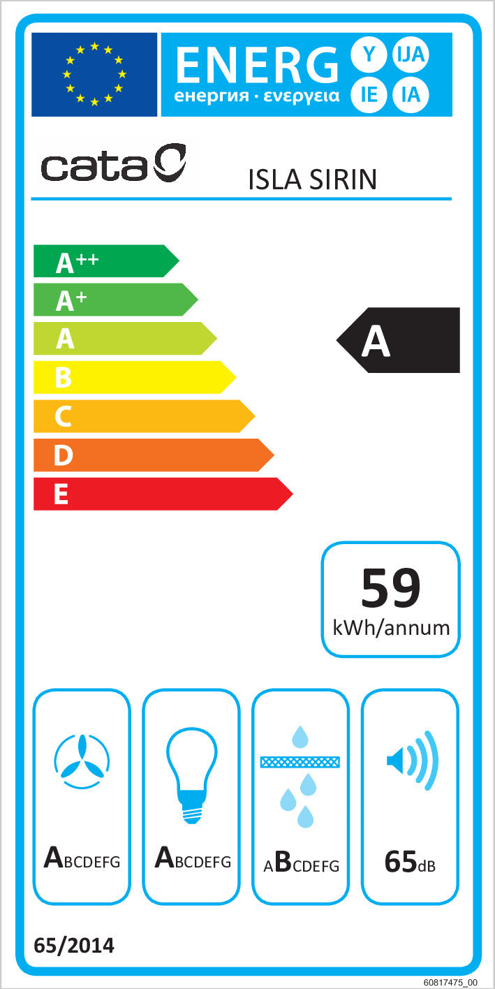 CATA CHAMINE 100CM ILHA SIRIN 850M3/H VIDRO BRANCO