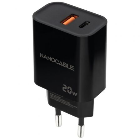 CARGADOR DE PARED NANOCABLE 10.10.2008 1XUSB 1XUSB TIPO-C 20W NEG