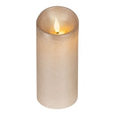 VELA DE CERA LED, COM TOPO CURVO, COR DOURADA, Ø7,5 X 17 CM