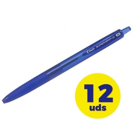 CAIXA DE CANETAS DE TINTA AZUL RETRÁCTIL PILOT SUPER GRIP G 12 UN