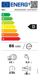 Beko BDFN36530XC máquina de lavar loiça Independente 15 espaços D