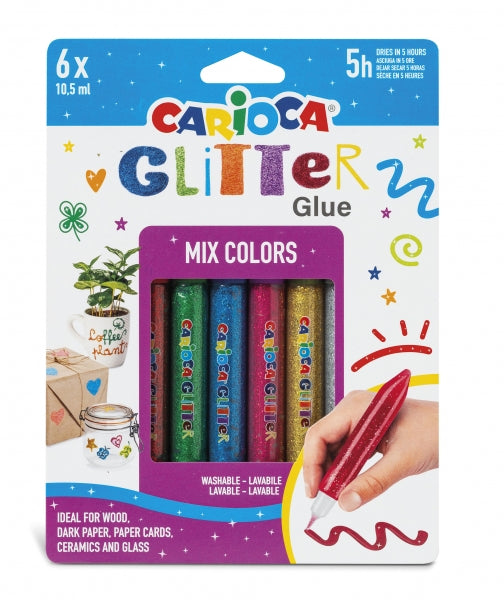 CARIOCA GLITTER GLUE MULTIGLITTER BLISTER DE 6 TUBITOS DE COLA DE