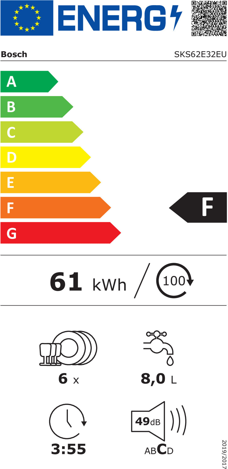 Bosch Serie 4 SKS62E32EU máquina de lavar loiça Independente 6 es