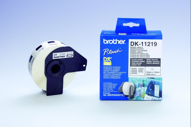 Brother DK-11219 Round Labels Branco
