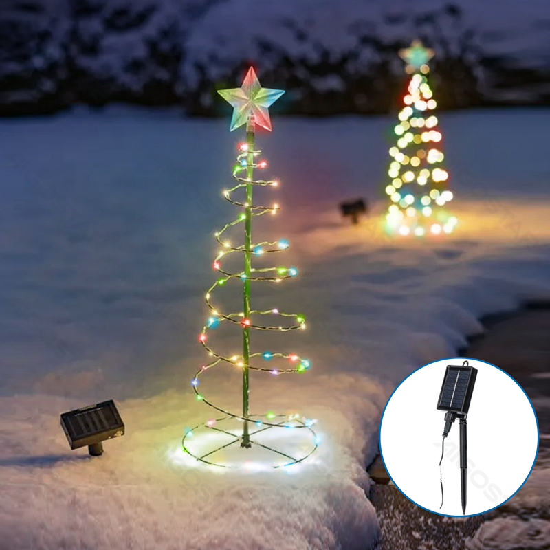 SOLAR LIGHT-UP CHRISTMAS CONE TREE DECORATION, RGBY, 2M+1M