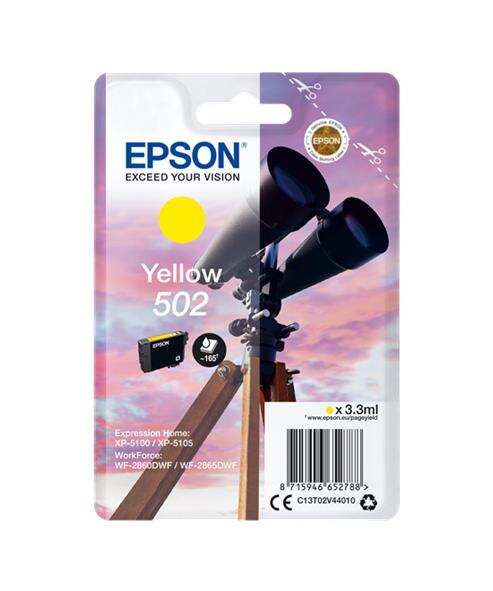 Epson 502 tinteiro 1 unidade(s) Original Rendimento padrão Amarel