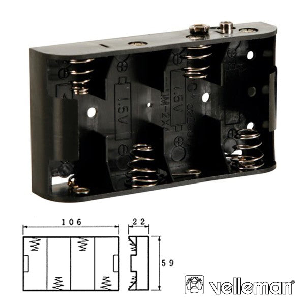 SUPORTE P 4 PILHAS C C TERMINAIS SNAP VELLEMAN