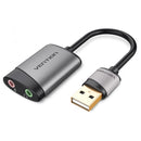ADAPTADOR USB VENTION CDKHB USB MACHO - 2XJACK 3.5 FEMÊA