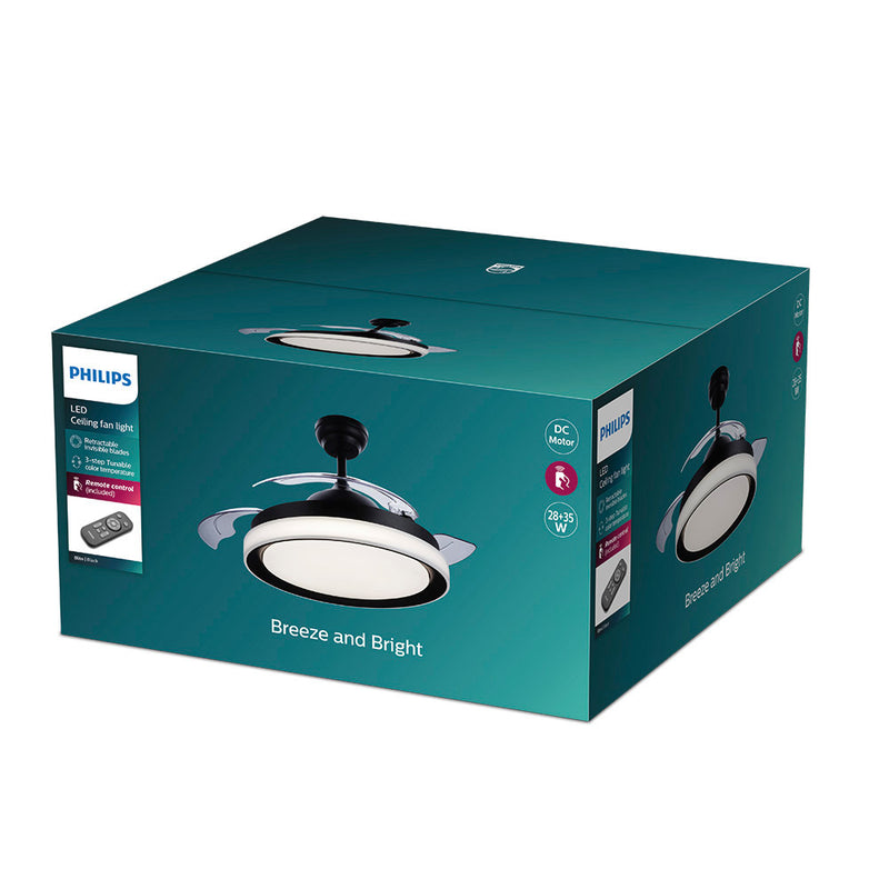 VENTOINHA DE TETO LED MODELO ATLAS. COR PRETO. POTÊNCIA: 28+35W L