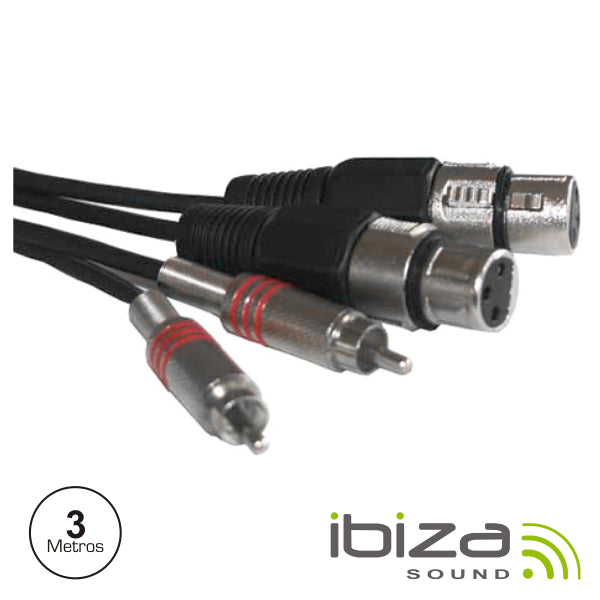 CABO 2-XLR 3P FÊMEA  2-RCA MACHO 3M IBIZA