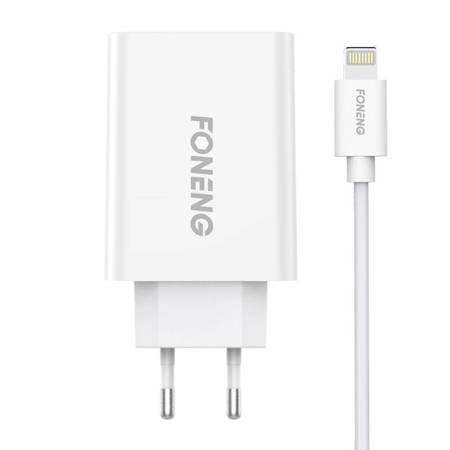 CARREGADOR RÁPIDO FONENG 1X USB EU43 + CABO USB LIGHTNING