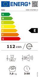 MÁQUINA DE SECAR ROUPA HAIER DE ENCASTAR  HDBI H7A2TBEX-S 7KG