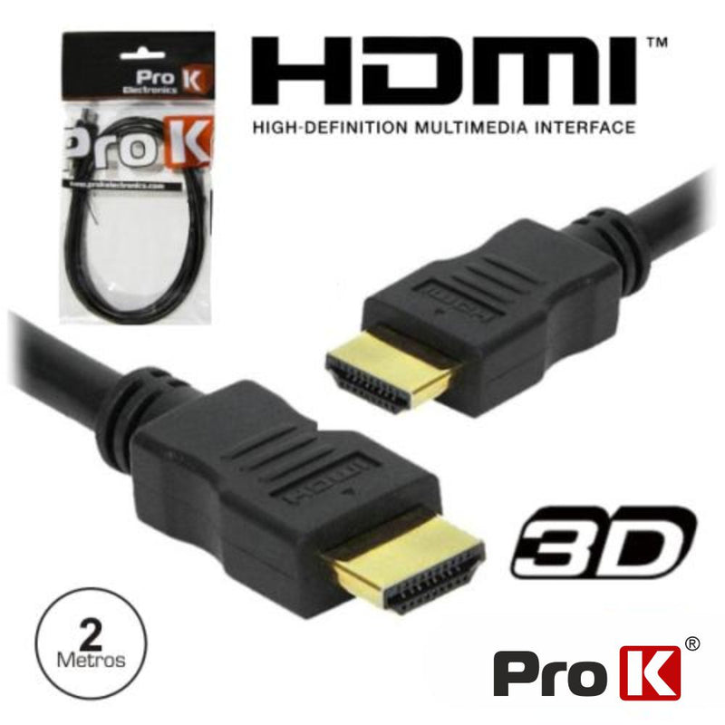 CABO HDMI DOURADO MACHO  MACHO 1.4 PRETO 2M PROK