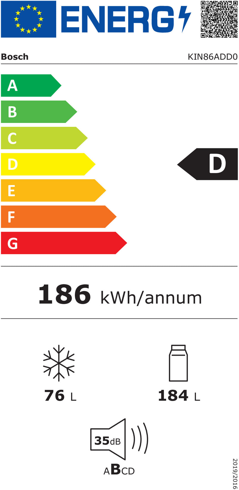 Bosch KIN86ADD0 frigorífico e congelador Independente 260 l D Bra