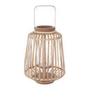 PORTA-VELAS COM ALÇA E CORPO DE RATTAN 35X25CM