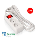 BASE MÚLTIPLA 2 TOMADAS T/TL 10/16A TIPO F + INTERRUPTOR 3M 3X1,5