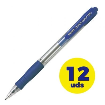 CAIXA DE ESFEROGRÁFICAS TINTA AZUL RETRÁCTIL PILOT SUPER GRIP M 1