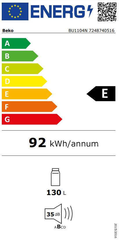 Beko BU1104N frigorífico Embutido 130 l A Branco