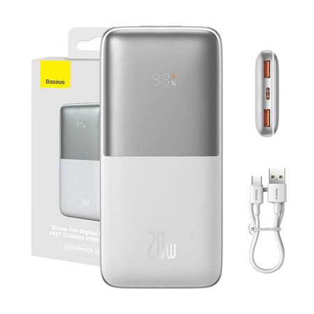 POWERBANK BASEUS BIPOW PRO 10000MAH, 2XUSB, USB-C, 20W (BRANCO)