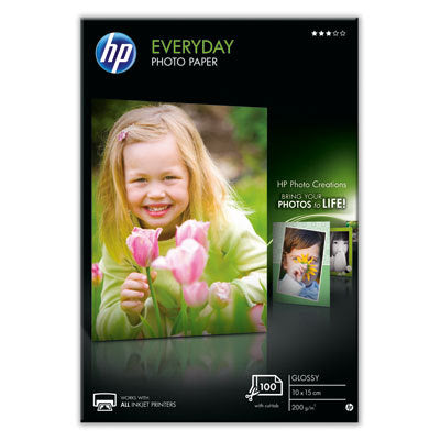 HP Papel fotográfico quotidiano brilhante - 100 folhas/10 x 15 mm