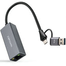 ADAPTADOR USB MACHO + USB TIPO-C MACHO - RJ45 NANOCABLE 10.03.041