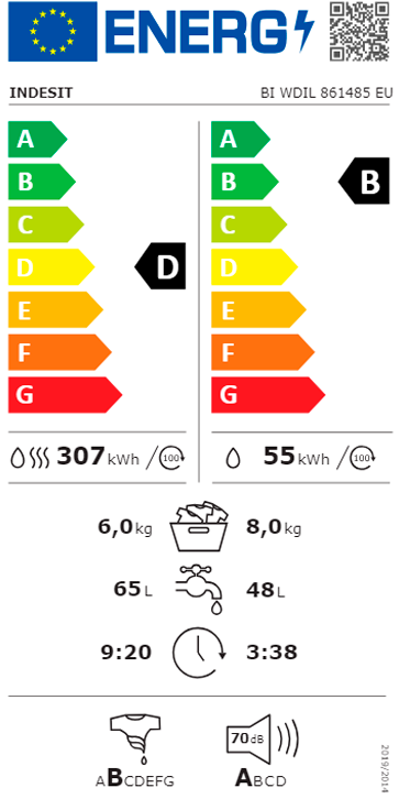 MÁQUINA DE LAVAR E SECAR ROUPA DE ENCASTRE INDESIT BI WDIL 861485