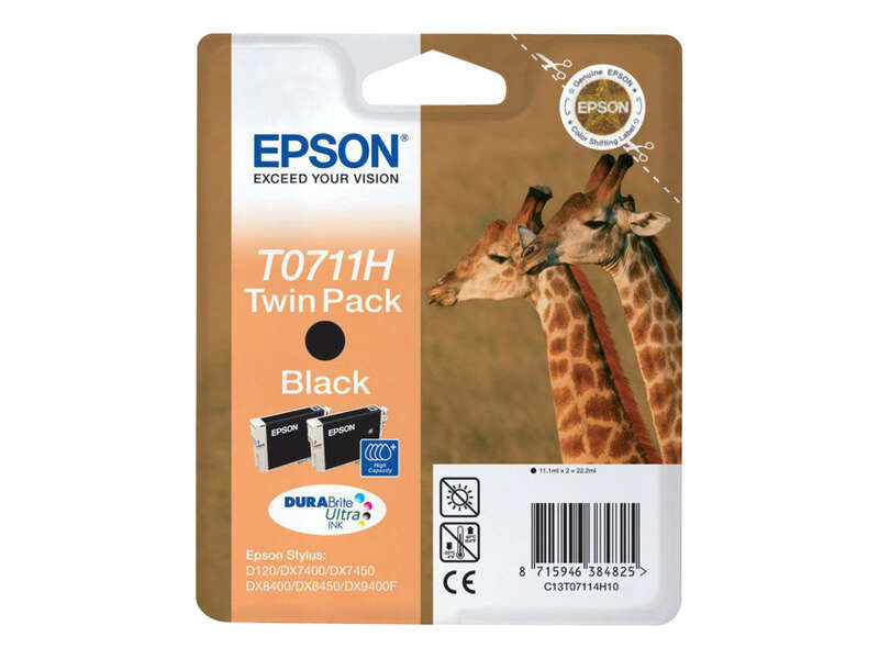 Epson Giraffe Conjunto Duplo de Tinteiros Preto T0711H Tinta DURA