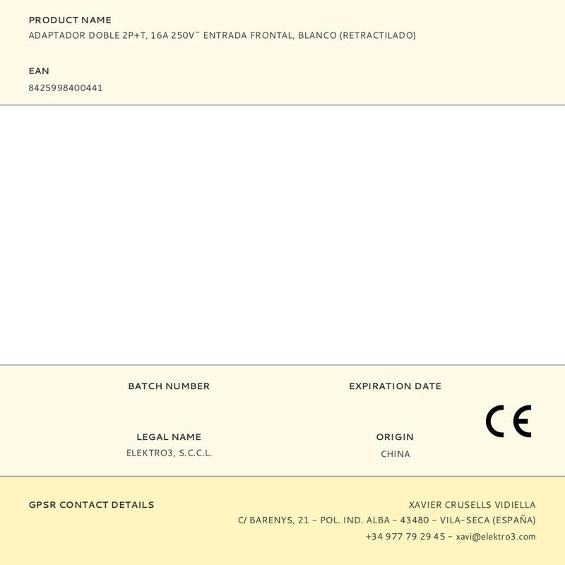 FICHA ADAPTADOR DUPLA SAÍDA T/TL 2.400W (RETRACTILADO) 4,8MM EDM