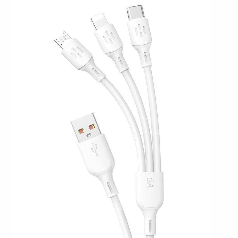 CABO USB-A 2.0 MACHO P LIGHTNINGUSB-CMICROUSB 6A 1.2M