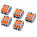 BLOCOS DE TERMINAIS PCT-213 (5 PCS), CINZA E LARANJA