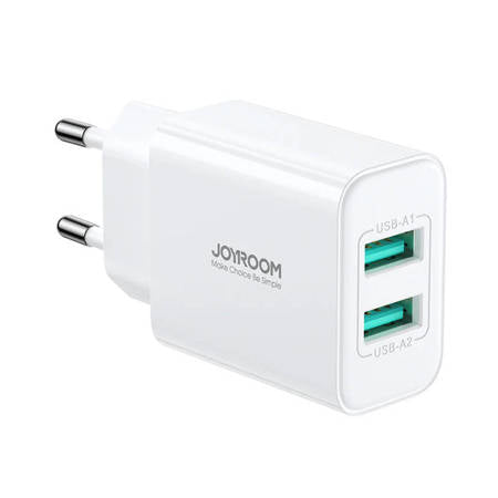 CARREGADOR JOYROOM JR-TCN04, 2.1A (UE) 2 USB (BRANCO)