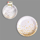 PRATO DE CARTÃO Ø18 CM, BRANCO / OURO. 10 UNIDADES