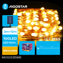 LUZES SOLARES DE CORDA, BRANCO QUENTE, 2M+10M