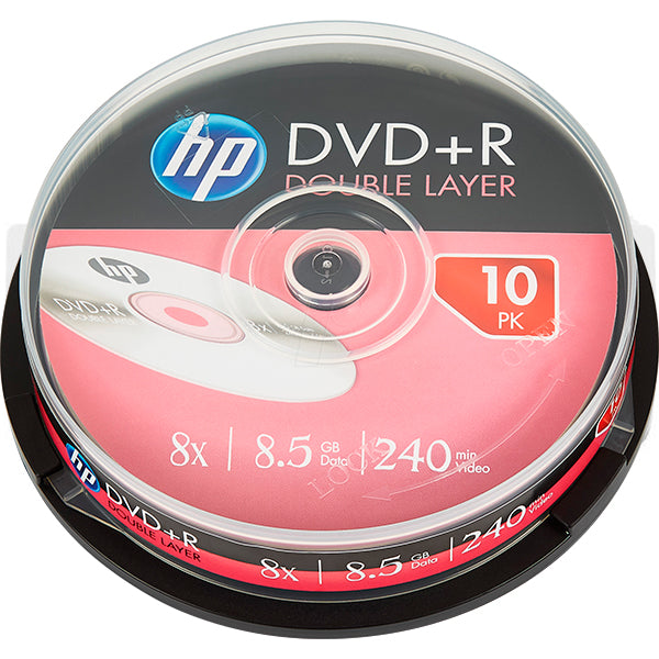 HP DVD+R 8X 8.5GB DUAL LAYER CAKE 10 UNIDADES