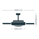 VENTILADOR DE TETO LED CCT, 3 PÁS RETRÁTEIS 39 W, 4290 LM, PRETO,