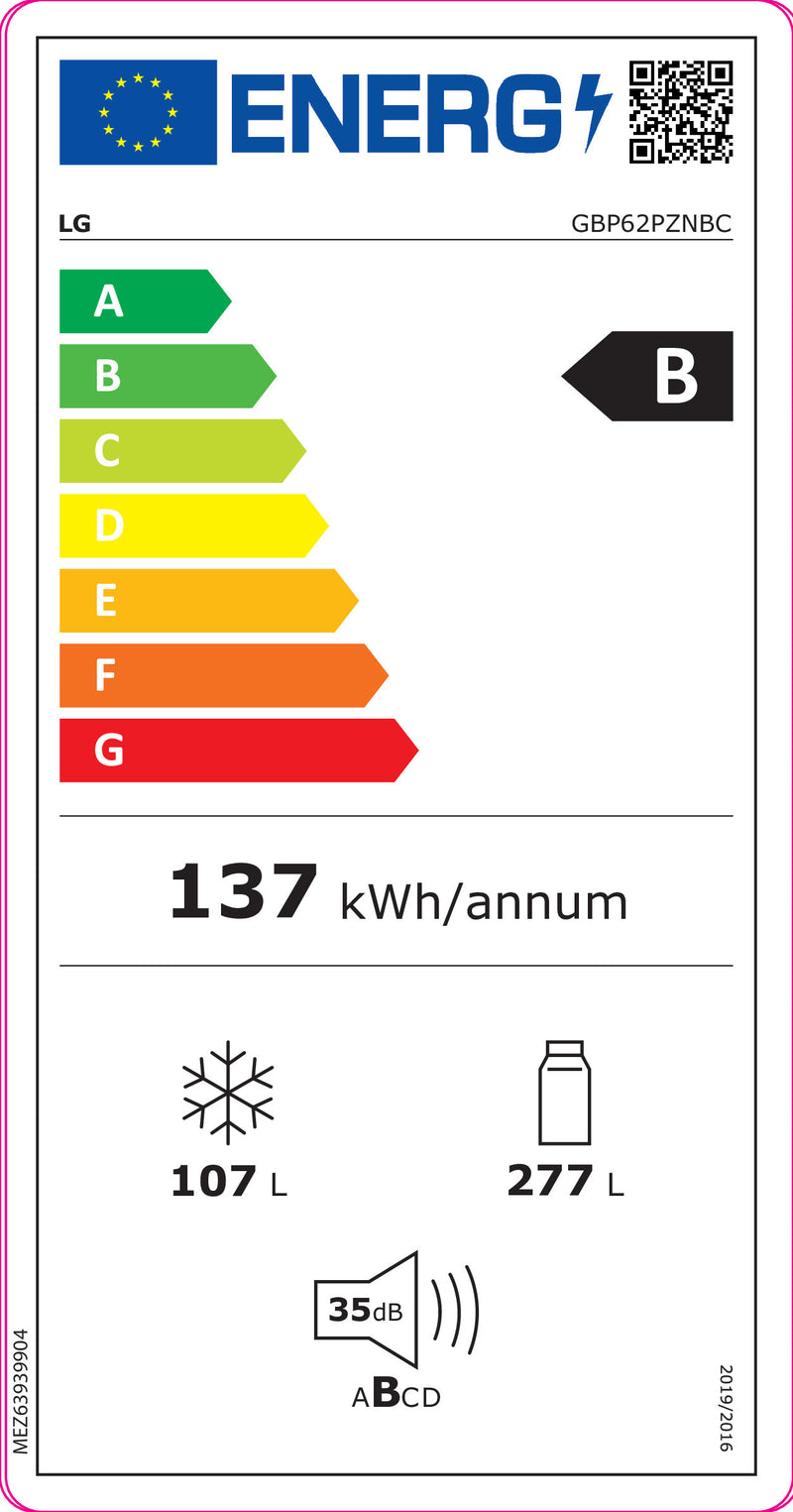 FRIGORÍFICO COMBINADO LG GBP62PZNBC NO FROST TOTAL  - SHINY