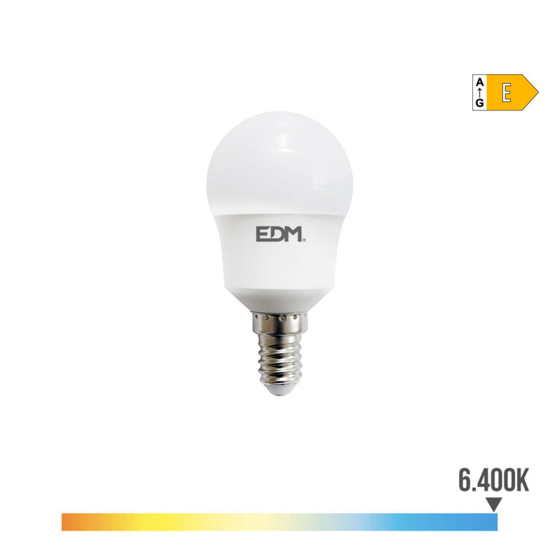 LÂMPADA ESFÉRICA LED E14 8,5W 1000LM 6400K LUZ FRIA Ø4,5X8,8CM ED