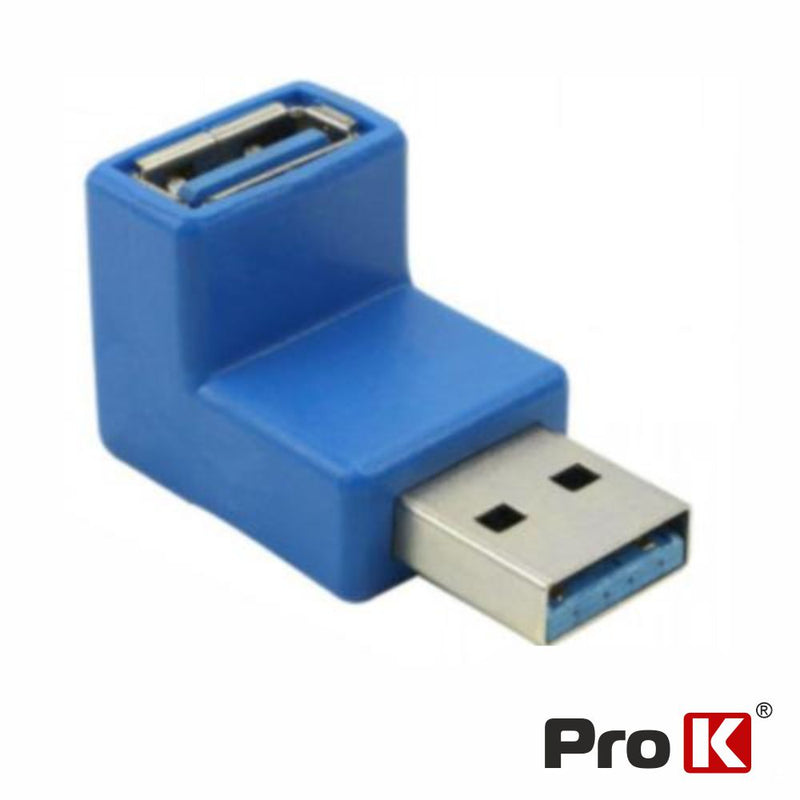 FICHA ADAPTADORA USB-A 3.0 MACHO  FÊMEA 90º PROK