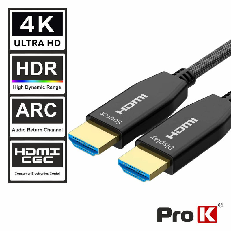 CABO HDMI FIBRA ÓPTICA DOURADO MACHO  MACHO 2.0 4K 30M