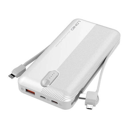 POWERBANK LDNIO PL1013, 10000MAH + CABO 3 EM 1 BRANCO