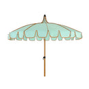PARASOL PARA JARDIM, VERDE-ÁGUA COM REBORDO CORAL, Ø195 X 215 CM