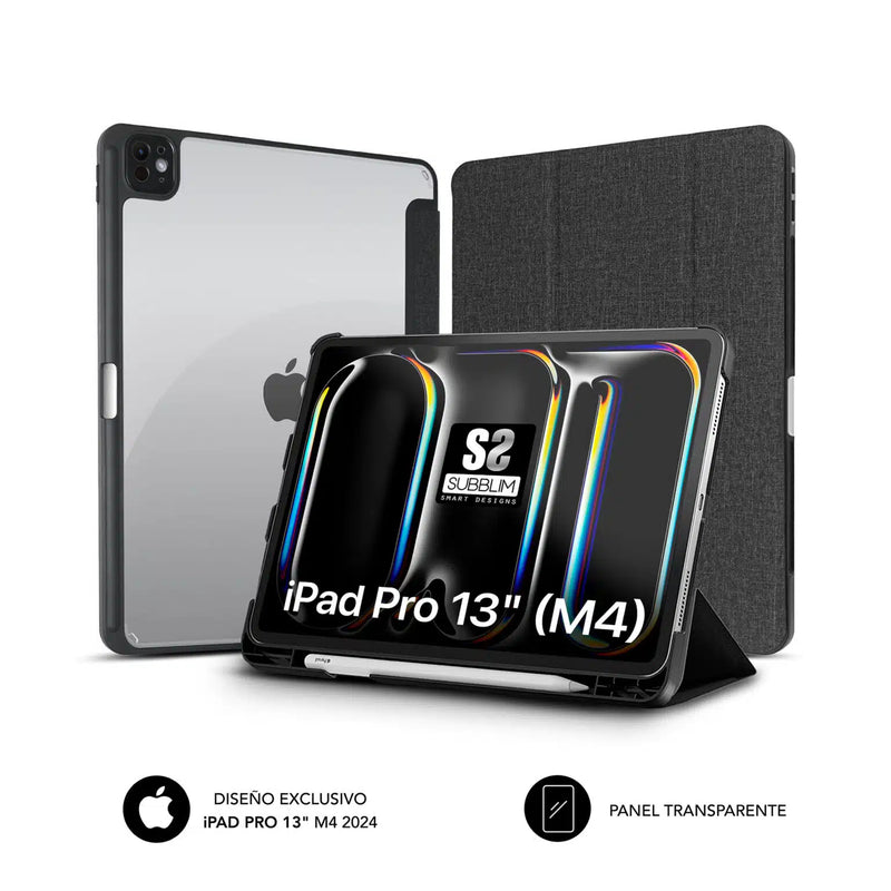 FUNDA SUBBLIM CLEAR SHOCK CASE PARA IPAD PRO 12.9" 2024 M4 NEGRA